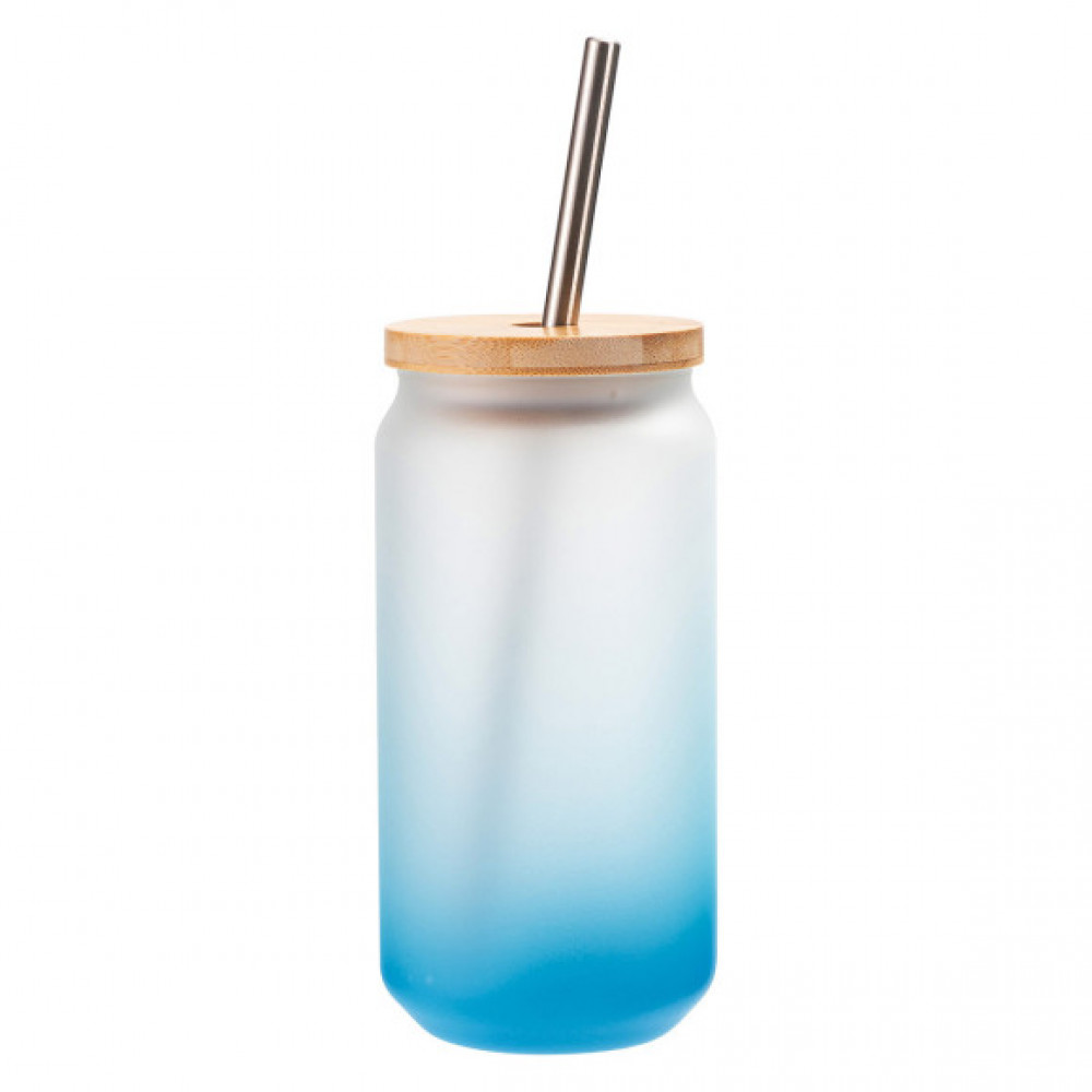 Sublimations - Glasbecher mit Edelstahl-Trinkhalm 520ml